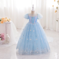 Elsa Princess Dress Girls Summer 2024 New Childrens Elsa Frozen Dress Birthday Dress Summer