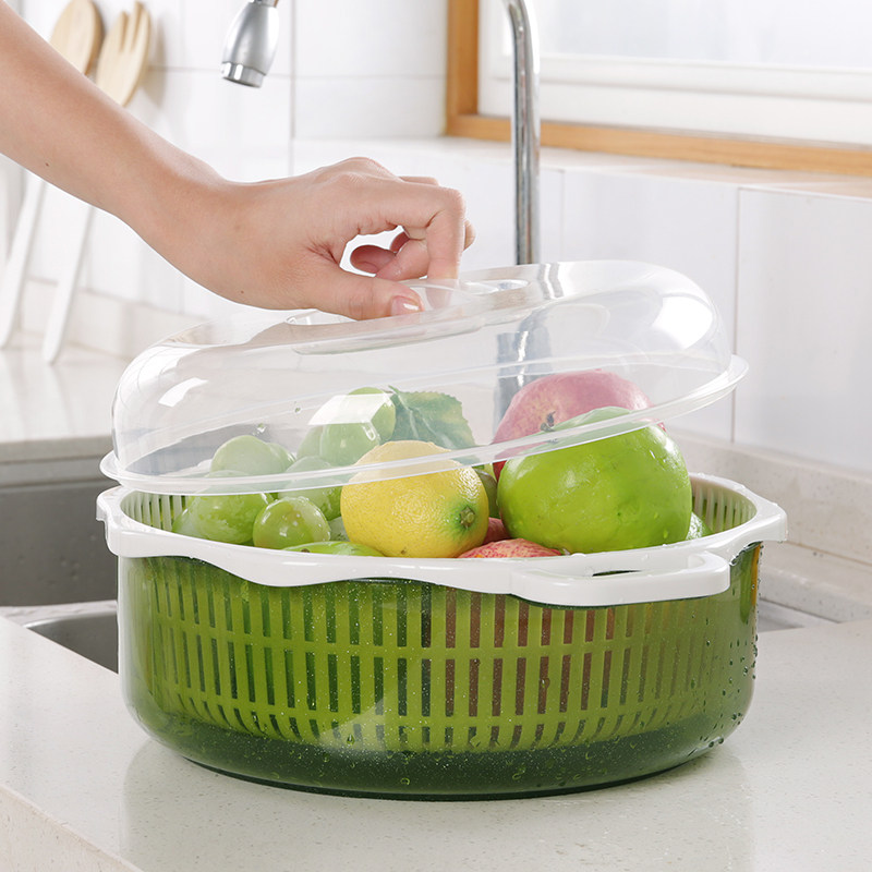 Creative modern living room plastic fruit plate with cover household fruit plate fruit basin washing vegetables and fruit filter water basket filter water basin