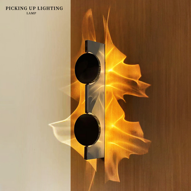 Designer Stainless Steel Rotating Light and Shadow Wall Lamp Living Room Background Wall Lamp Bedroom Bedside Lamp Corridor Aisle Wall Lamp