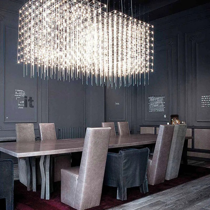 Nordic post-modern simple living room hall dining room model room personality bedroom fireworks led light cube chandelier