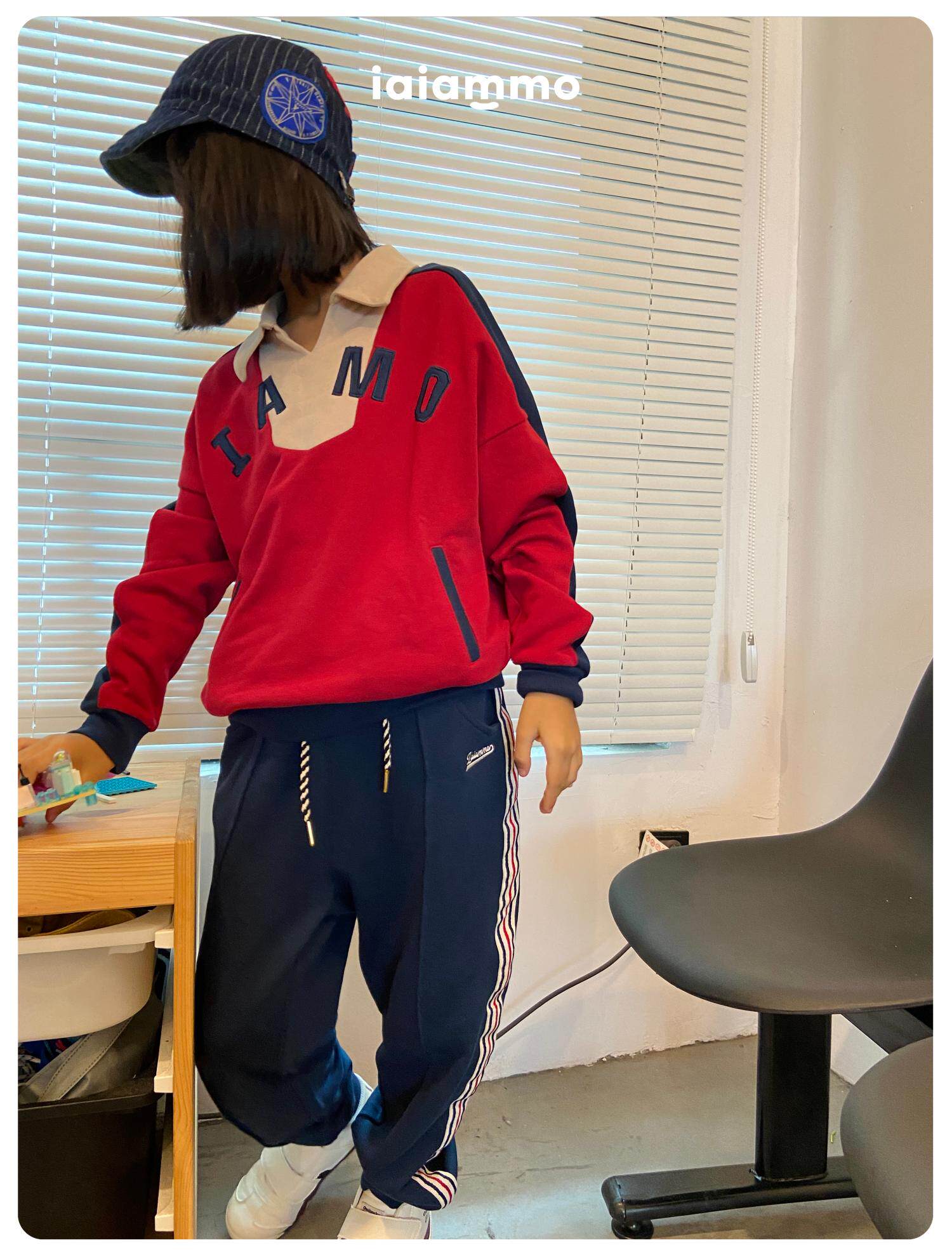 iaiammo original design autumn and winter new retro college wind children neutral sports jersey casual jersey