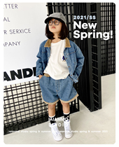 IAIAMMO Mimi original design spring and summer new stitching denim jacket children denim shorts set