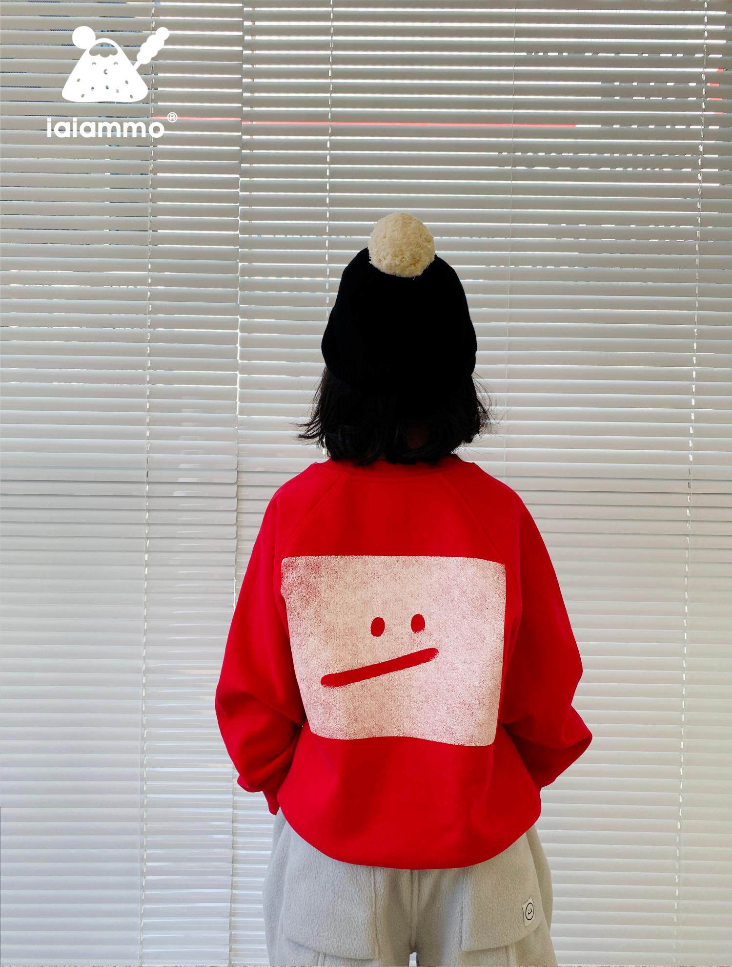 iaiammo original design new retro three-dimensional printing spring and autumn expression sweater children's unisex sweater - Taobao