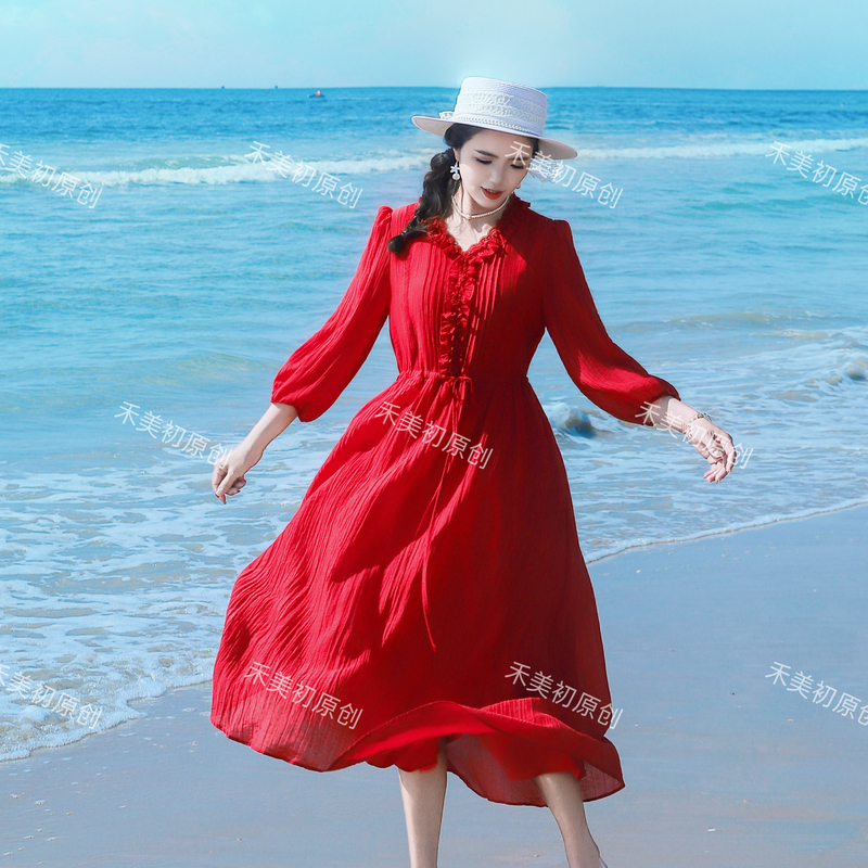 Lingxiao (8916) Summer Elegant Artistic Lyocell Tencel Loose and Stylish Dress Fairy Dress with Large Hem Lingxiao (8916) Summer Elegant Artistic Lyocell Tencel Loose and Stylish Dress Fairy Dress with Large Hem