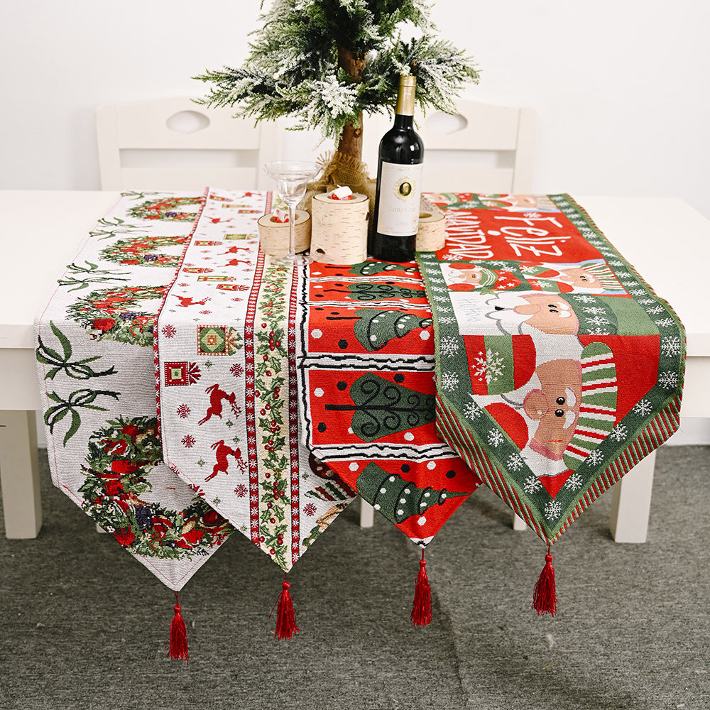 New Christmas home decoration supplies knitted cloth table flag creative Christmas tablecloth table decoration home dress up