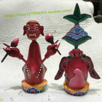 Nepal wooden painted Five-consciousness offerings Guardian Dhamma ornaments Angry facial features Offerings Silent five-consciousness jewelry