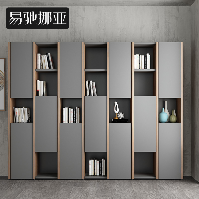 Easy To Ride Home D5 Custom Landing Bookcase Wall Nordic Full Wall Combo Bookcase North American Black Walnut Wood Book House