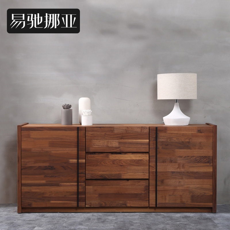 Easy Chi Nordic Furniture Nordic Brief About Two Doors Three Pumping Black Walnuts Wood Dining Cabinet Solid Wood Wine Cabinet Containing Cabinet Solid Wood