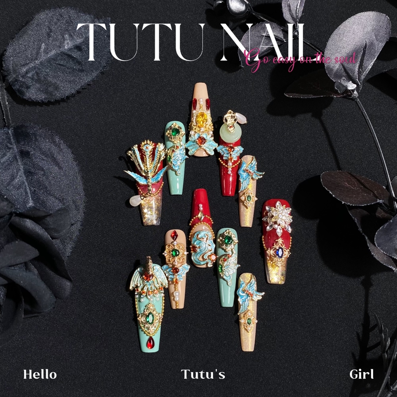 【Phoenix Crown and Robe】Tutu Nail Wearable Nails New Chinese Style Eleven-Finger Flowing Red Wedding Nails 【Phoenix Crown and Robe】Tutu Nail Wearable Nails New Chinese Style Eleven-Finger Flowing Red Wedding Nails