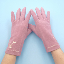  Gloves womens spring and autumn thin section windproof and cold-proof driving and cycling touch screen single layer elastic five-finger autumn and winter warmth
