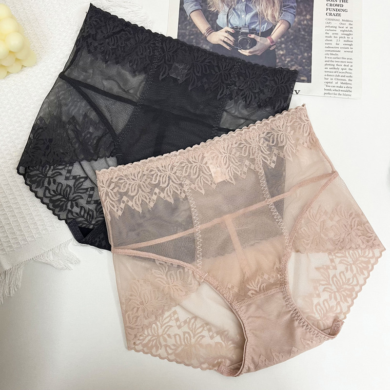 High-End Sexy Lace High-Waisted Summer Thin Panties for Women, Mesh Breathable Tummy Control Butt-Lifting Seamless Boxer Briefs 2026 New