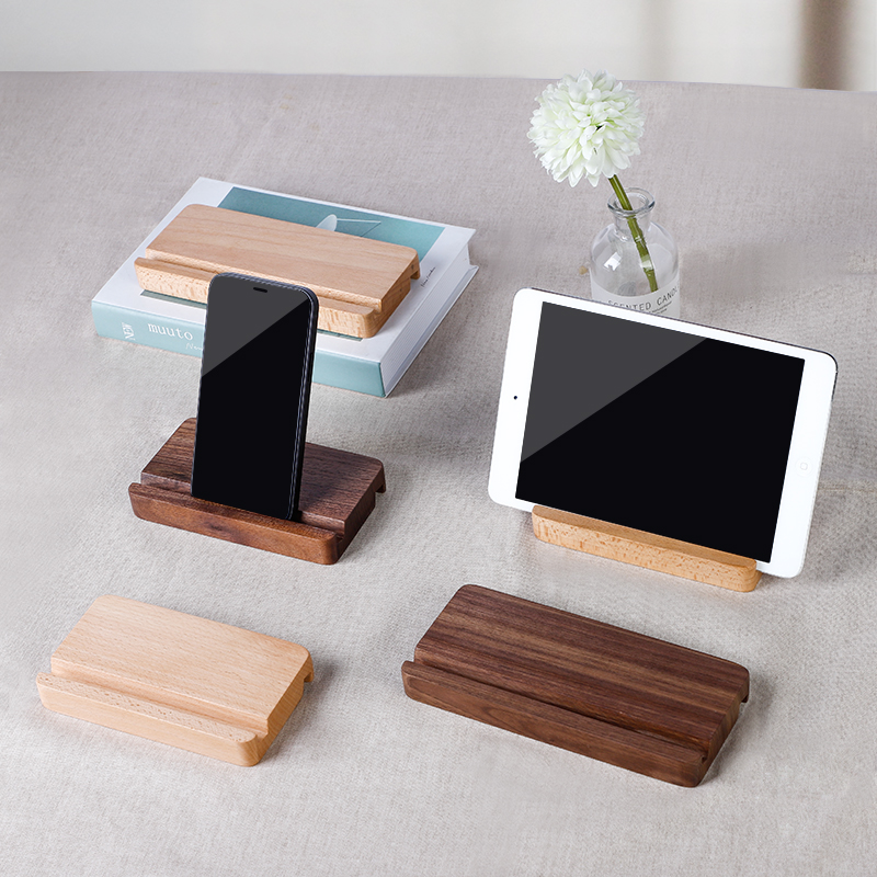 Universal mobile phone bracket black walnut solid wood ipad flat simple desktop lazy artifact beech increased rack support