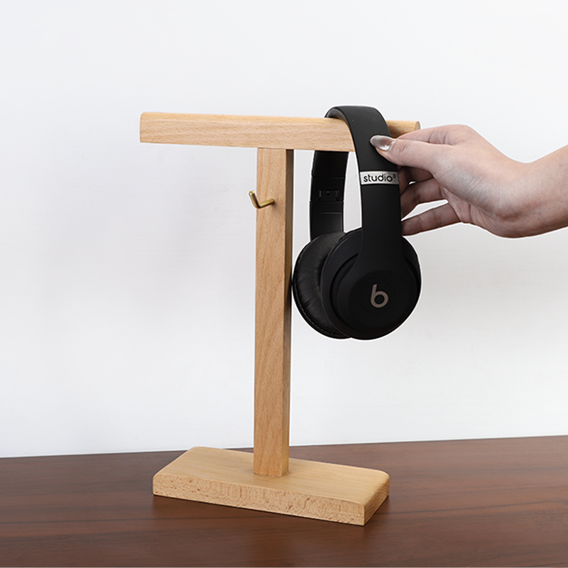 Solid wood headphone bracket storage creative display computer workbench desktop headset hanger vertical bracket