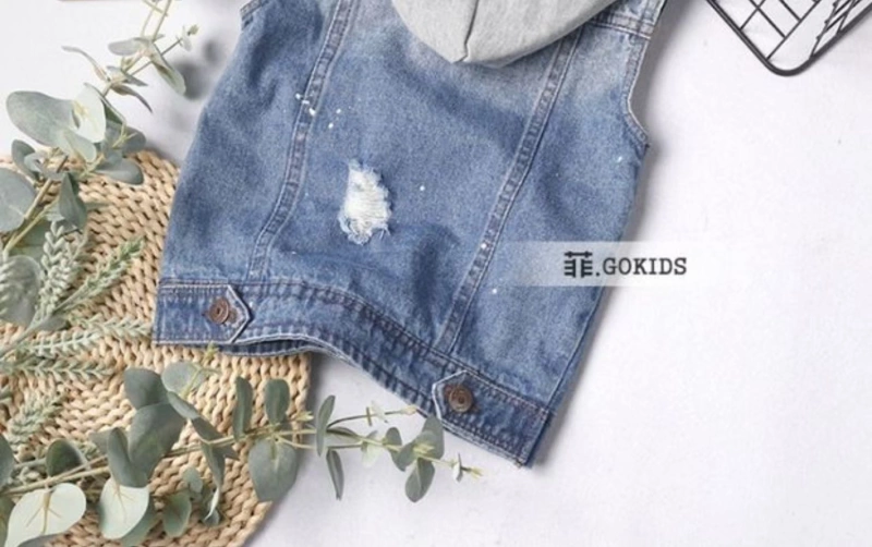 Bé trai cao bồi vest thủy triều trẻ em mùa xuân và mùa thu quần áo trẻ em mới trẻ em bé lớn áo vest denim nước ngoài 90-150 - Áo ghi lê áo gile cho bé gái 7 tuổi