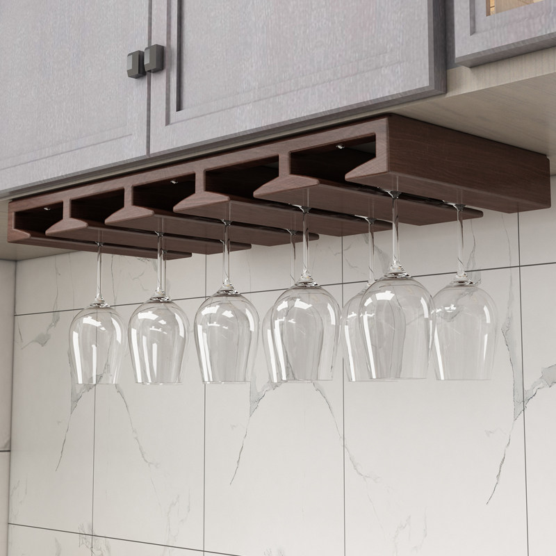 Solid wood wine glass rack upside down hanging wine rack Living room household goblet rack Kitchen cup rack decorative hanger