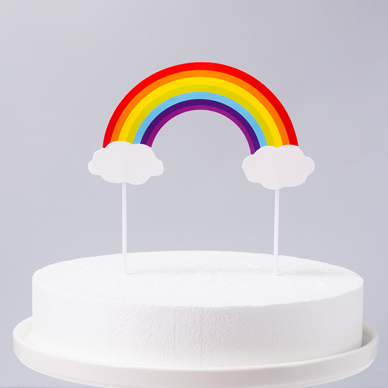 Children Bake Cake Decoration Rainbow Inserts Swing Pieces Sweet Taster Birthday Party Cloud Insert Flags Net Red Accessories-Taobao