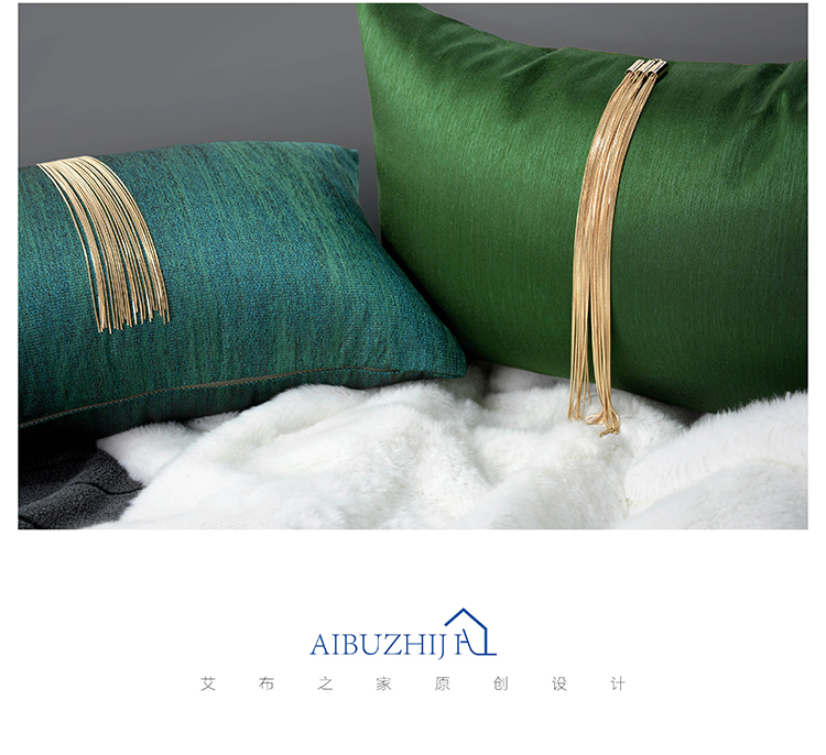 Bắc Âu đơn giản hiện đại gối sofa mẫu phòng gói hiện đại Trung Quốc chuỗi ngọc lục bảo tua rua đệm gối - Trở lại đệm / Bolsters gối trang trí sofa