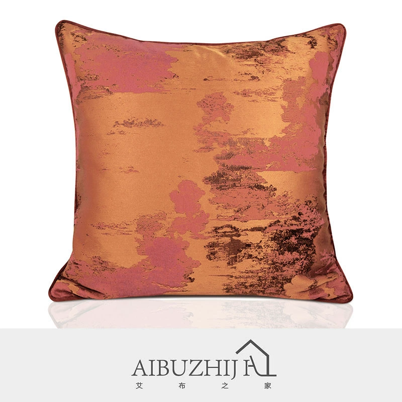 Trang trí nhẹ nhàng đơn giản hiện đại mới Trung Quốc tối giản mẫu ghế sofa phòng khách màu cam đỏ đỏ đen kết cấu trừu tượng gối đệm túi - Trở lại đệm / Bolsters