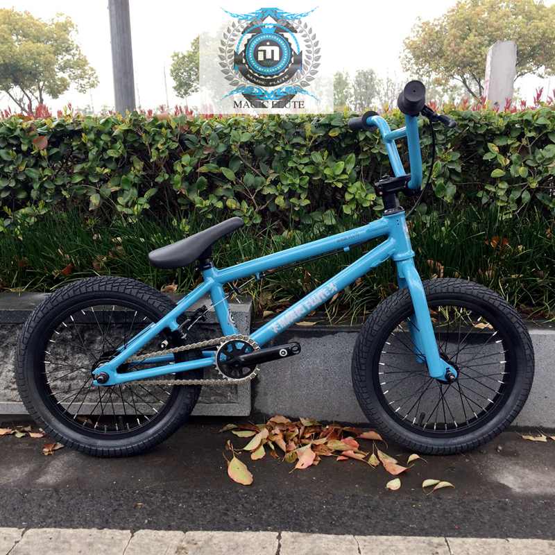 Magic flute 16-inch all-aluminum alloy BMX Small-wheeler street car performance car Scooter Walking step car into class day blue