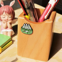 Creative Fashion Pine Hills Green Hills Pen Holder Solid Wood American Retro Woody Makeup Brush Desktop Containing Box Office