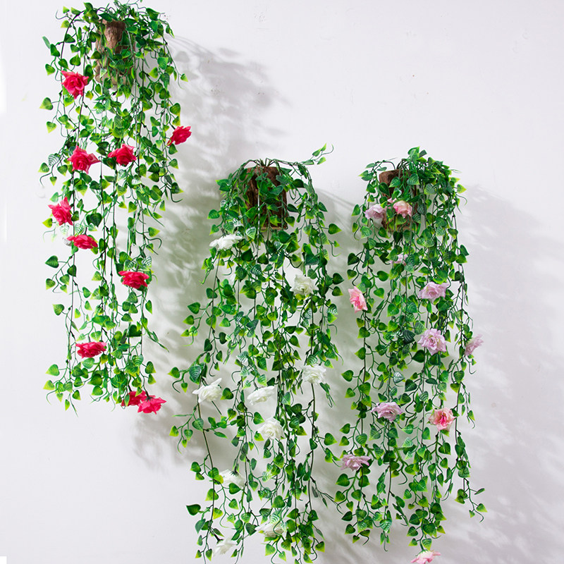 Natural log TV background wall hanging flowerpot bottle simulation wall garden creative home wall decoration