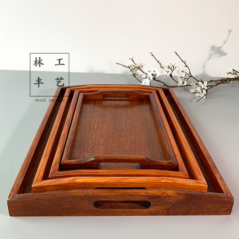 Pallet gỗ hình chữ nhật Nhật Bản Các món ăn bằng gỗ cứng gia dụng Nhà hàng khách sạn Dim Sum khay bánh ngọt với khay trà khay go