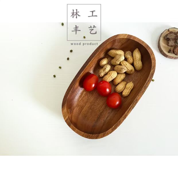 Đĩa gỗ hình chữ nhật kiểu Nhật Bản Bánh mì salad rau quả đậu phộng đĩa sáng tạo tấm gỗ lớn khay go