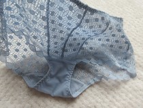 Original Han Chun Xias new thin section sexy semi-perspective lace mesh No-mark triangle mid-waist ladys underwear has a big code