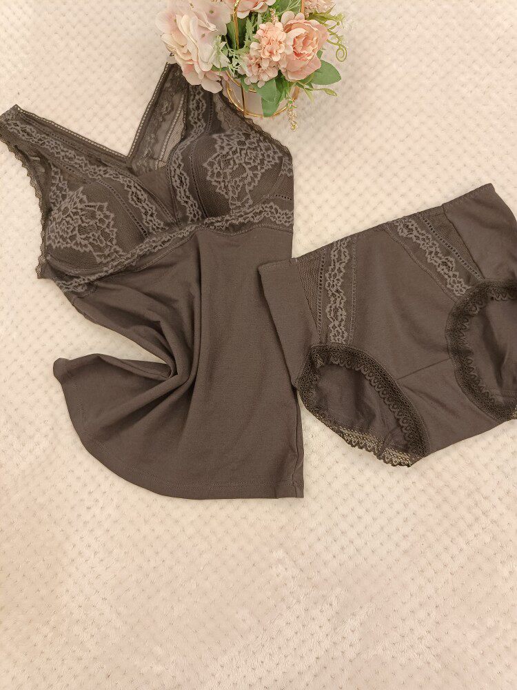 Former Korean foreign trade pure cotton steel - free ring without penetration bras and side - box - box bottom - coat underwear set