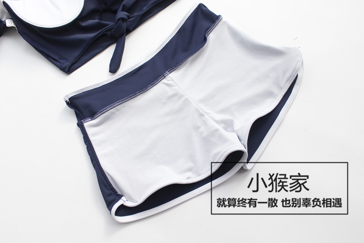 Dài nhất tình yêu-in áo tắm thể thao bảo thủ mặc bikini bộ bikini giảm béo chia boxer màu xanh sinh viên áo tắm nữ đồ bơi 2 mảnh cạp cao