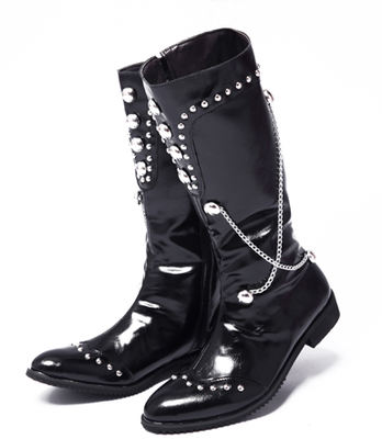 Trendy Men's Boots 21 New Style British pointed-toe riveted personalized men's boots, fashionable boots, high-top men's leather boots