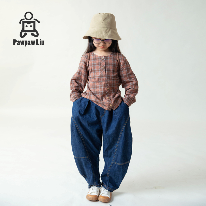 Pawpaw Liu Children's Kids Clothes for Boys and Girls Loose PP Soft Jeans Glots Harlen Trousers