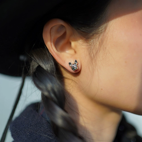 Серьги, ретро кролик, серебро 925 пробы, лев, слон