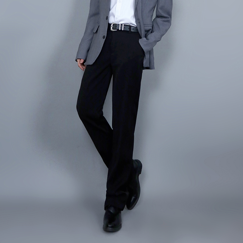 Cosplay Men's Versatile Suit Pants for Tall Men, Slim Fit, Straight Leg, Extended Length, Wrinkle-Free, Slimming, Black Floor-Length Pants