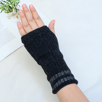 Day single half finger gloves students write computer warm wrist cashmere short silver knitted female autumn