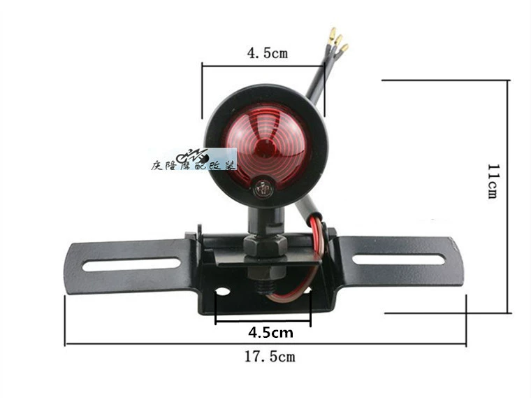 CG125 xe máy retro sửa đổi vỏ nhôm phía sau đèn hậu Harley Cruise Prince retro phanh ánh sáng phía sau tấm giấy phép ánh sáng đèn led xe honda
