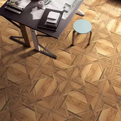 Non-slip indoor wood color imitation wood grain floor tiles American country floor tiles living room bedroom wooden floor mosaic body