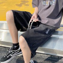 National tide embroidery loose denim shorts casual 5 points pants