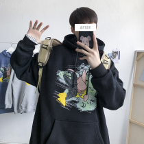 Left disassembly 2020 autumn and winter fashion anime printing pullover sweater male casual large size student hoodie