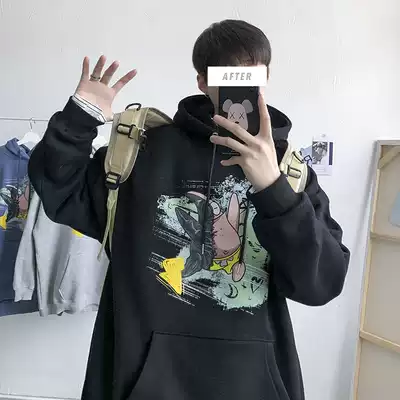 Left Demolition 2020 Autumn and Winter Fashion Animation Printing Pullover Casual Top Men's Leisure Large Size Student Hoodie