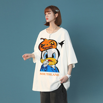 2022 summer new short-sleeved neutral wind round neck loose large size short-sleeved T-shirt cartoon printing