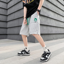 2022 trendy mens American retro loose wide-leg pants casual sports five-point pants trend