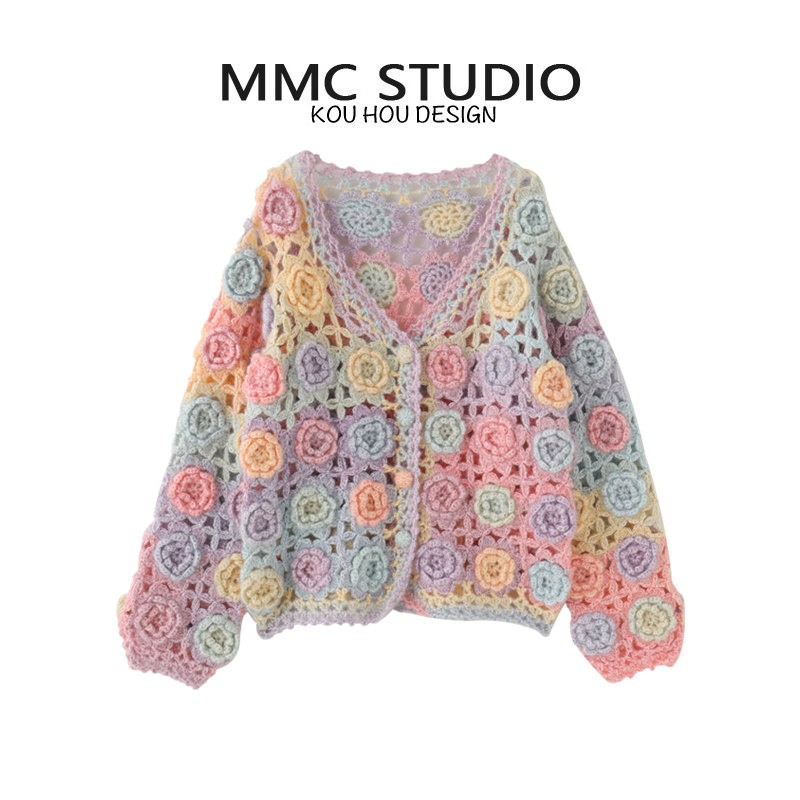 Mmc Heavy Industry Handmade Crochet Hollow Flower Knitted Cardigan Sweater Jacket with Unique Design 2026 New Model Mmc Heavy Industry Handmade Crochet Hollow Flower Knitted Cardigan Sweater Jacket with Unique Design 2026 New Model