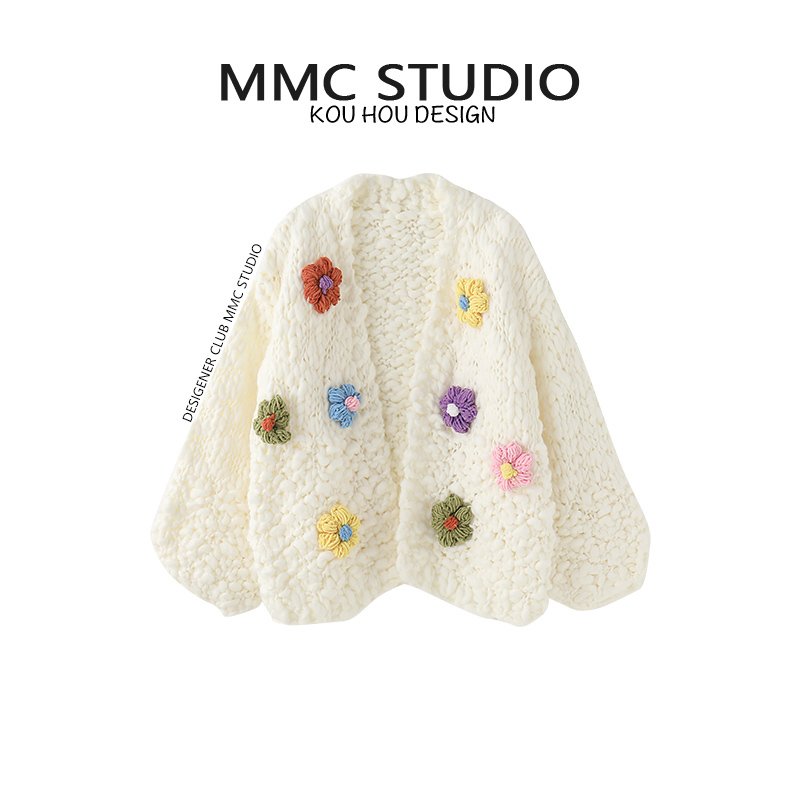 Mmc Heavy Industry Crochet Buttonless Cardigan for Women, New Autumn/Winter Thickened Oversized Loose Sweater Short Coat, Soft and Fluffy Top Mmc Heavy Industry Crochet Buttonless Cardigan for Women, New Autumn/Winter Thickened Oversized Loose Sweater Short Coat, Soft and Fluffy Top