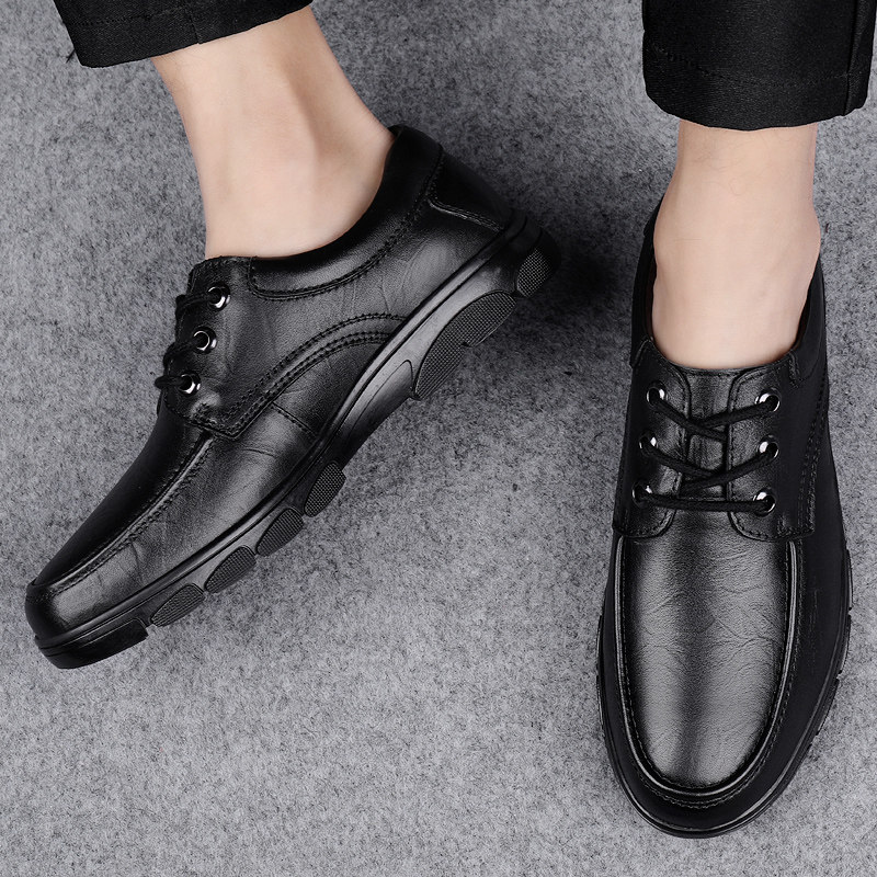 Trendy brand leather shoes men's leather business casual four seasons all-match handsome British Korean shoes 2021 summer new large size 46