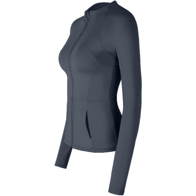 SLIMMO Fitness Stand Collar Jacket Women's Full Zipper Running Long Sleeve Yoga Wear Slim Casual Quick-Drying Sports Jacket