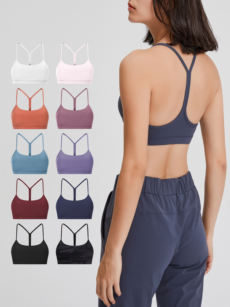 Slimmo Women's Sports Bra with Thin Straps, Push-Up, Shockproof, Quick-Drying Yoga Bra Camisole Y