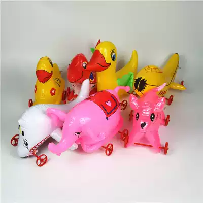 Children's inflatable toy leather goods pull line Inflatable hand pull dog pull car toy dog Sika deer elephant duck
