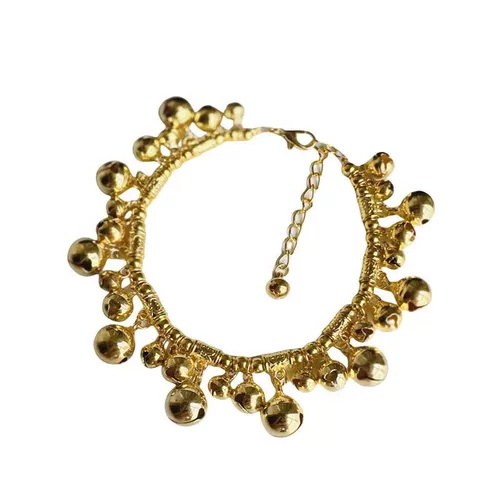 Танцующий золотой колокольчик, ретро этнический браслет на ногу ручной работы для школьников, со звуком, звуковая система, простой и элегантный дизайн, этнический стиль