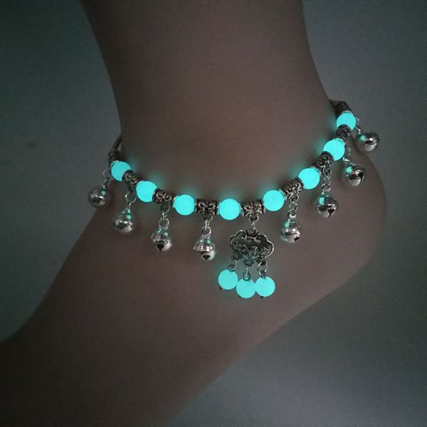 Nhảy múa chuông bạc Tây Tạng phát sáng vòng chân đá nữ đơn giản retro phong cách quốc gia retro thủ công Sen sinh viên - Vòng chân vòng đeo chân nữ